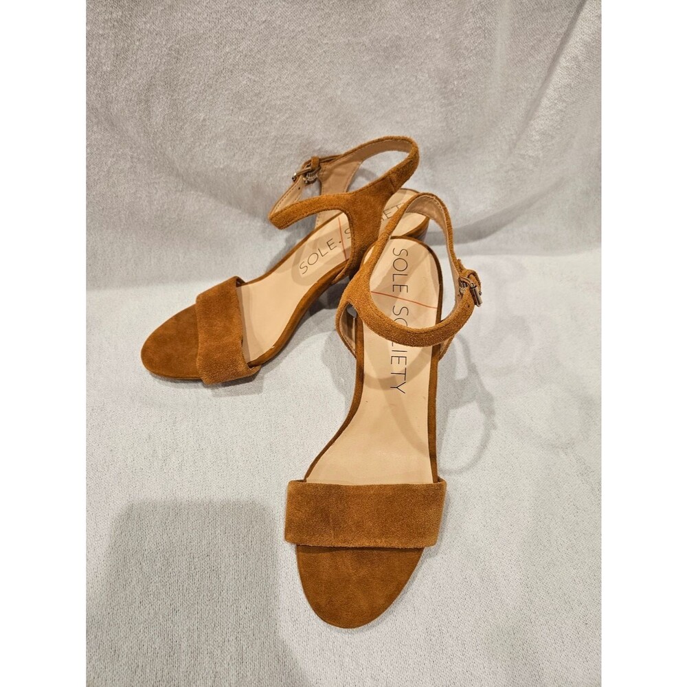 Sole Society Women’s Chestnut Tan Suede Ankle Strap Sandals 8